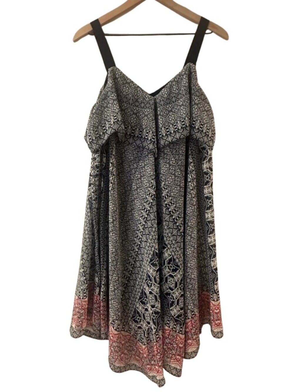 Jessica Simpson Navy & Red Paisley Handkerchief Dress